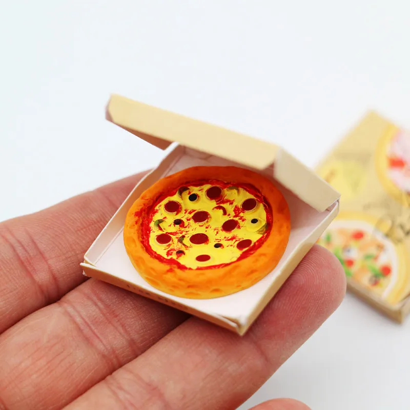 Mini caja para llevar de simulación, casa de muñecas en miniatura para Pizza, artículo de cartón, Pizza de prosciutto OB11, comida de cocina, accesorios para casa de muñecas