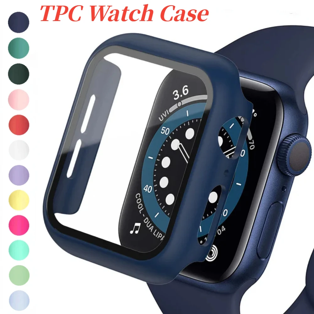 

Glass + Case + Cover for Apple Watch Series 9 8 7 6 5 4 3 SE TPU Anti-fall Protective Cover iWatch 44mm 40mm 45mm 41mm 42mm 38mm