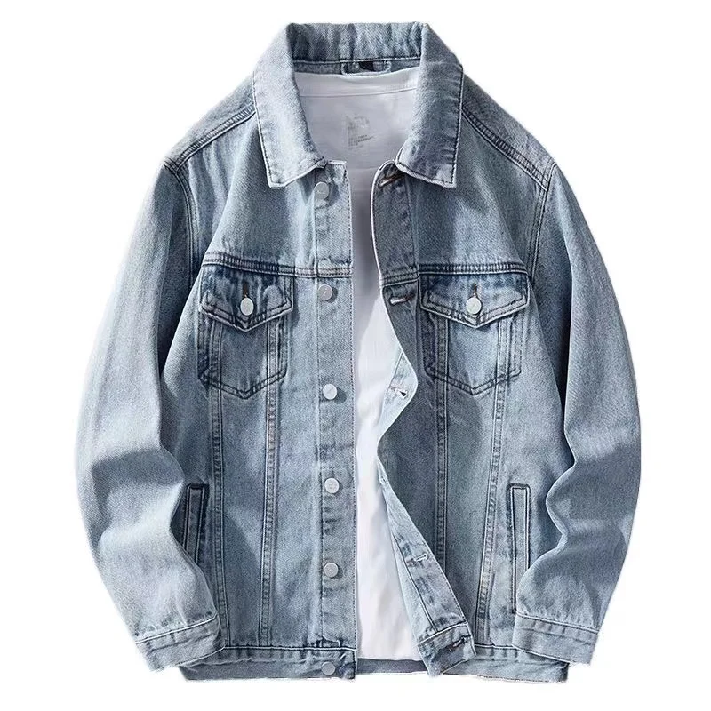 

Осень 2024, мужские однотонные джинсовые куртки, модные мотоциклетные винтажные джинсовые куртки Hommes, облегающие хлопковые повседневные черные, синие пальто