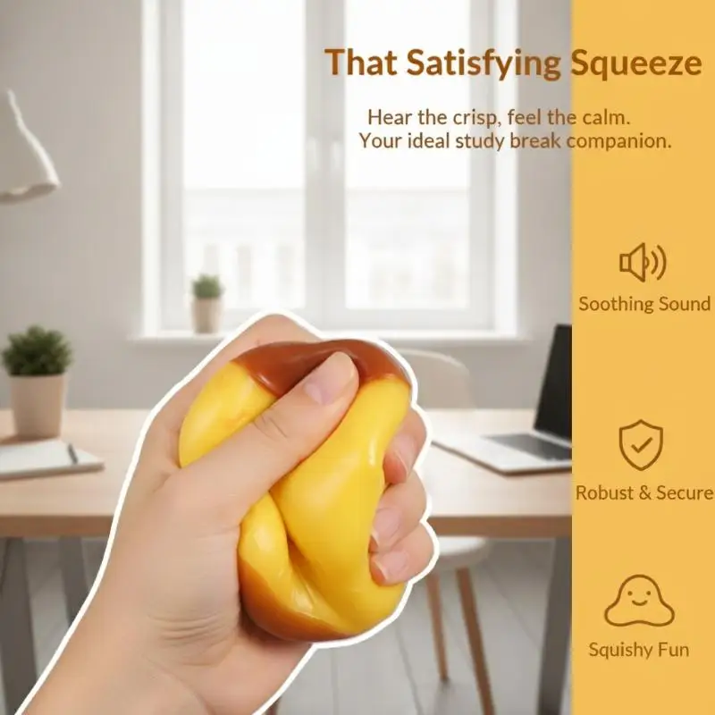 Caramel Pudding  Squeeze Toy Soft Stress Relief Fidget Toy for Kids Adults Home Relaxation Time