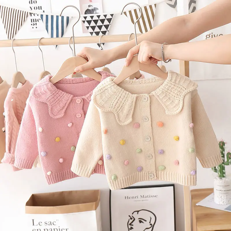 

Winter Toddler Girls Knitted Cardigan Sweater Children's Jacket Kids Cotton Clothes Baby Girl Bottoming Thicken Sweater Coat Top