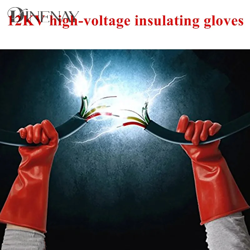 1 Pair Anti-electricity Protect Professional 12kv High Voltage Electrical Insulating Gloves Rubber Electrician Safety Glove 37cm