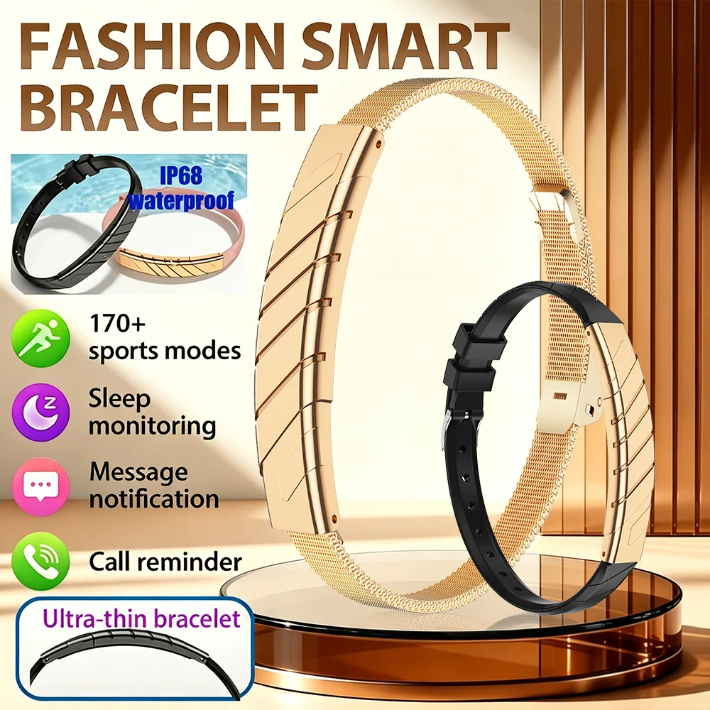 New No Screen Smart Watch Health Fitness Tracker Smart Bracelet Heart Rate Stress Sleep Monitor Step Counter IP68 Waterproof
