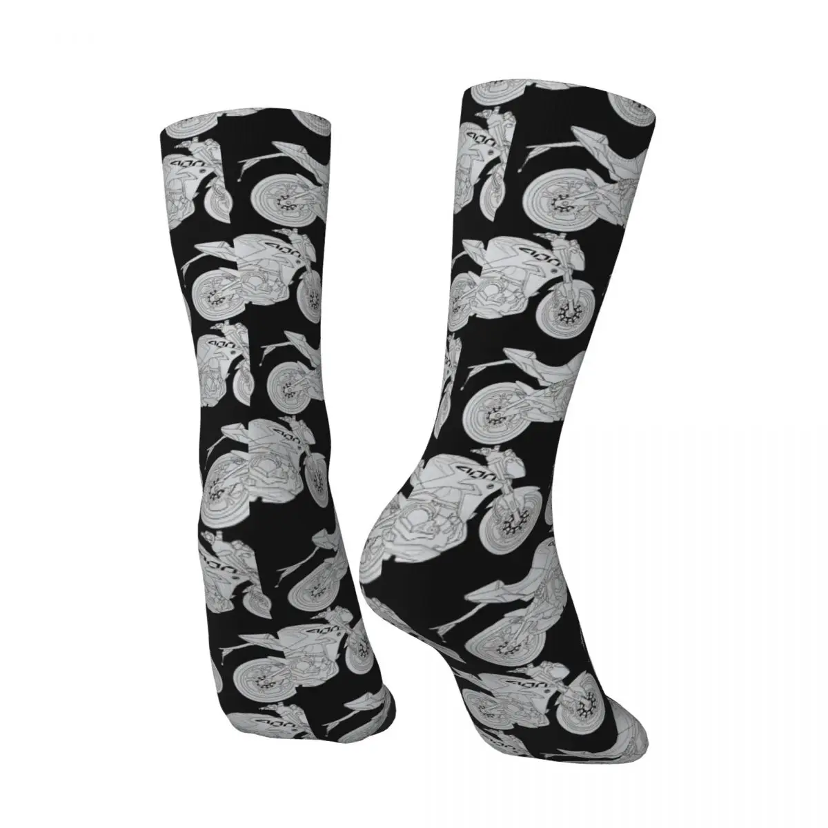 Happy Funny Men's compression Socks Fantastic Retro Harajuku CFMOTO Hip Hop Novelty Casual Crew Crazy Sock Gift Printed