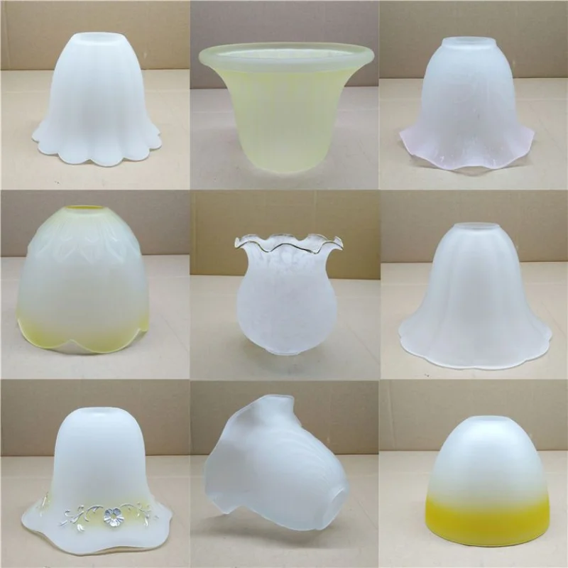 Glass Lampshade E27 Transparent Lamp Shade Hole Ceiling Fan Lights Desk Lampshade Wall Lamp Chandelier Cover Shell Lamp Accessor