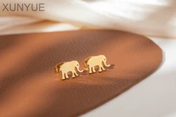 Houwu Baby Stud Earrings Stainless Steel Gold Plated Earring for Baby Anti-allergic Small Cute Elephant Screw Back Earrings