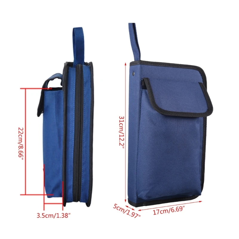94PD Electrician Tool Pouch with Pocket Heavy-Duty Oxford Cloth Waterproof Small Storage Bag Zipper Closure Portable
