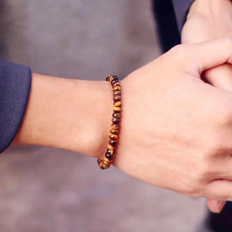 Simple Handmade Beaded Bracelet Men Women Adjustable Knot 4mm Tiger Eyes Stone Braclet Leisure Meditation Couple Daily Pulseira