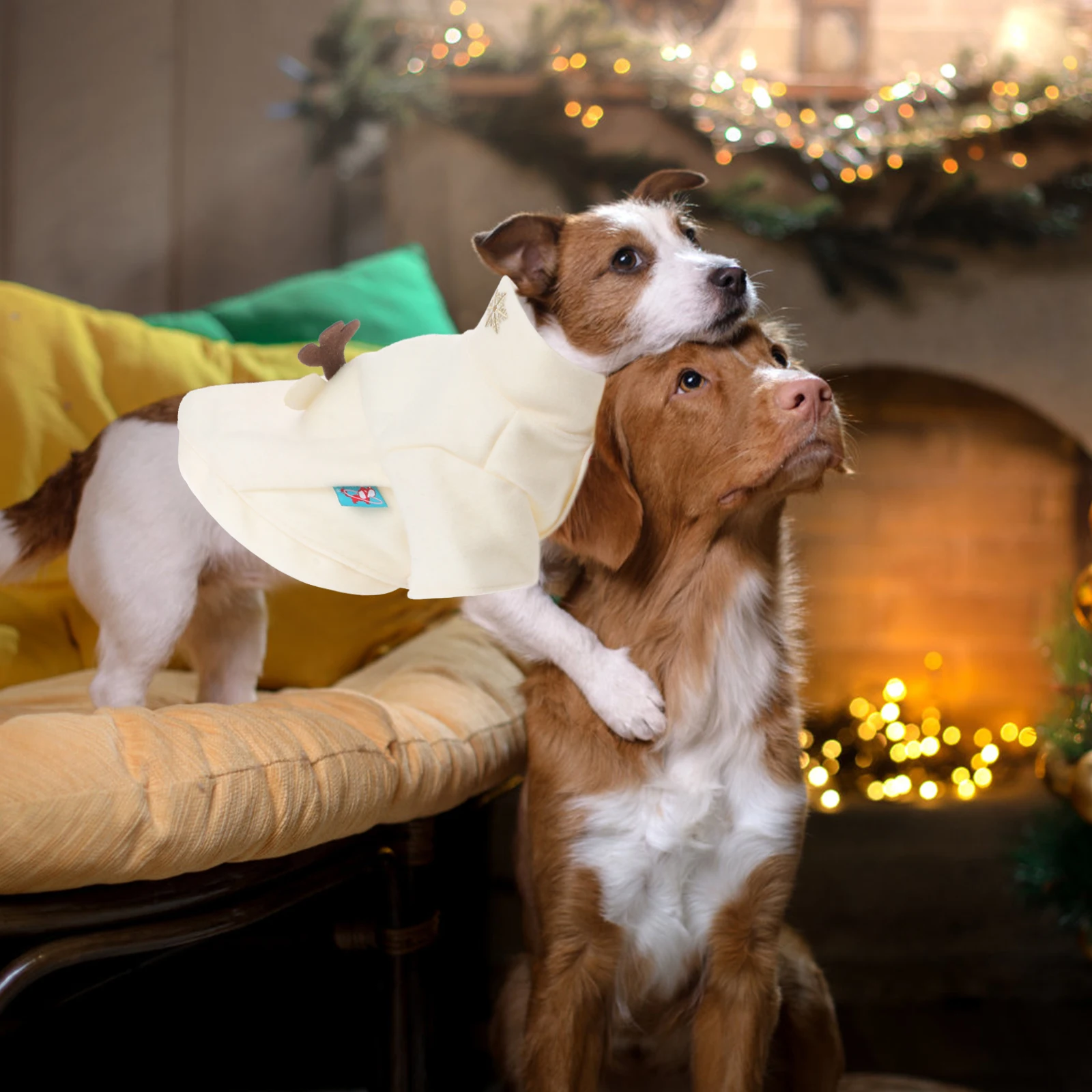 

Pet Clothes Elk Pattern Christmas Costume Breathable Stretchy Warm Winter Party Dog Apparel Puppy Xs White Cozy Comfortable