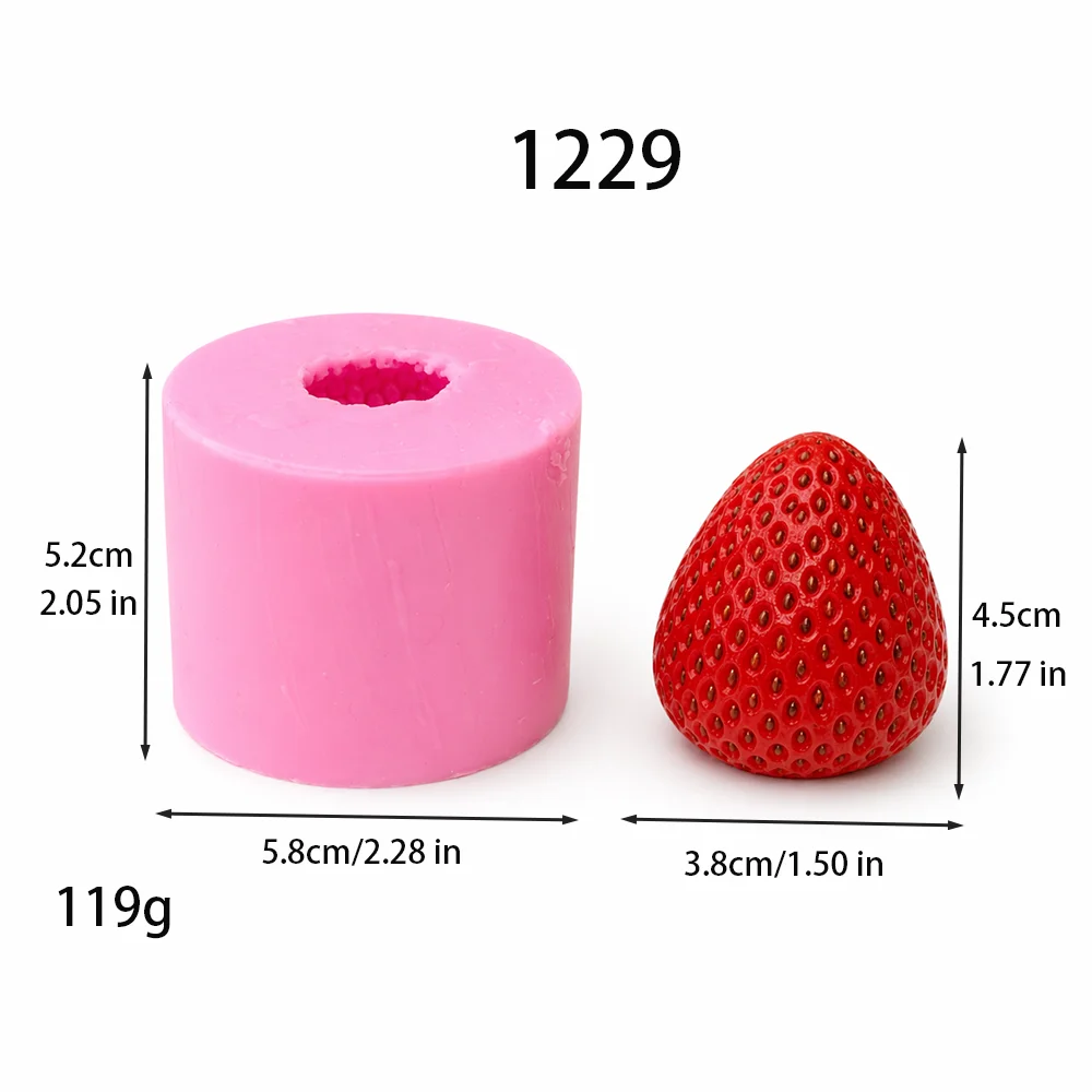 3D Strawberry Aromatherapy Candle Silicone Mold DIY Handmade Romantic Scented for Valentine's Day Party Home Decor Birthday Gift