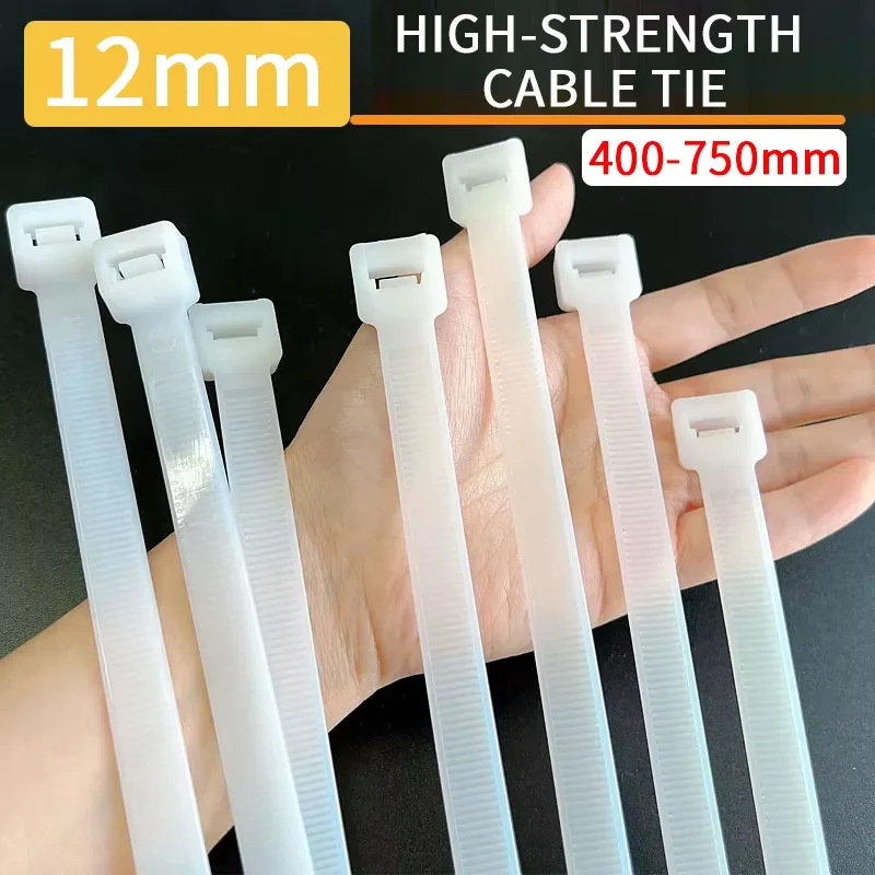 10PCS 12mm Width Heavy Duty Nylon Cable Ties Self-Locking UV Resistant Plastic Zip Ties High Tensile Strength Wire Straps