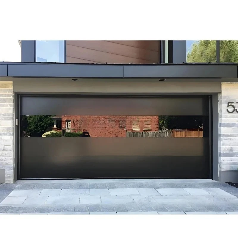 Professional Luxury Modern Design Steel Villa Sectional Electric Remote Control Garage Door Black Glass Anti-Theft Feature 3