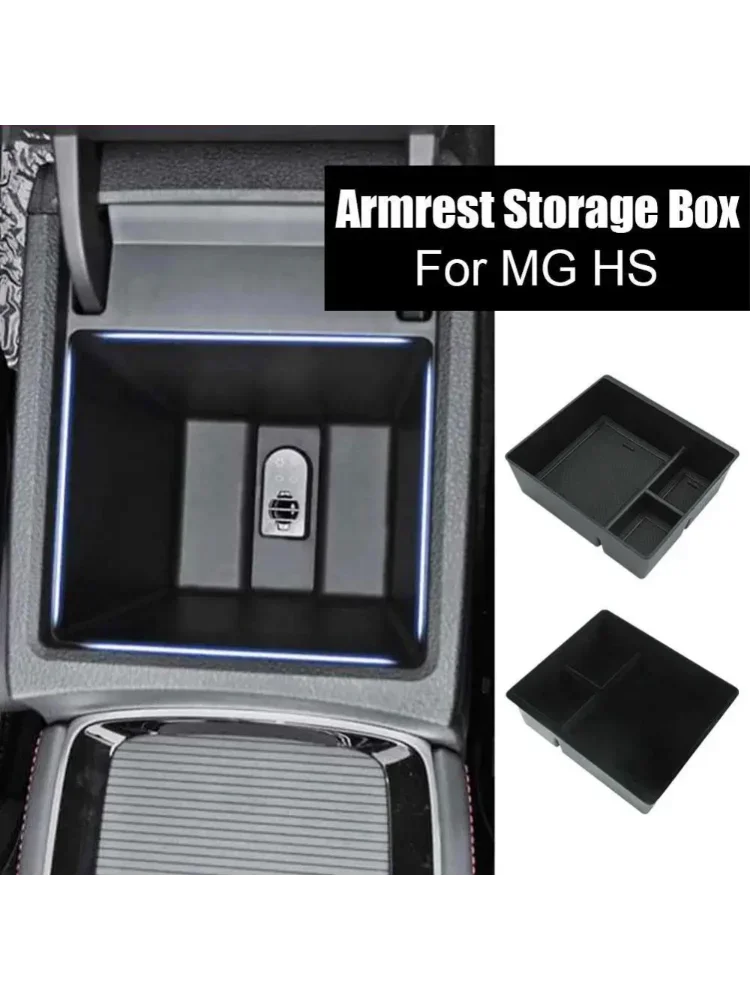 Accessoires de voiture plateau de Console centrale accoudoir boîte de rangement diviseur ABS noir plateau de voiture fonctionnel pour MG HS EHS EV 2018-2024