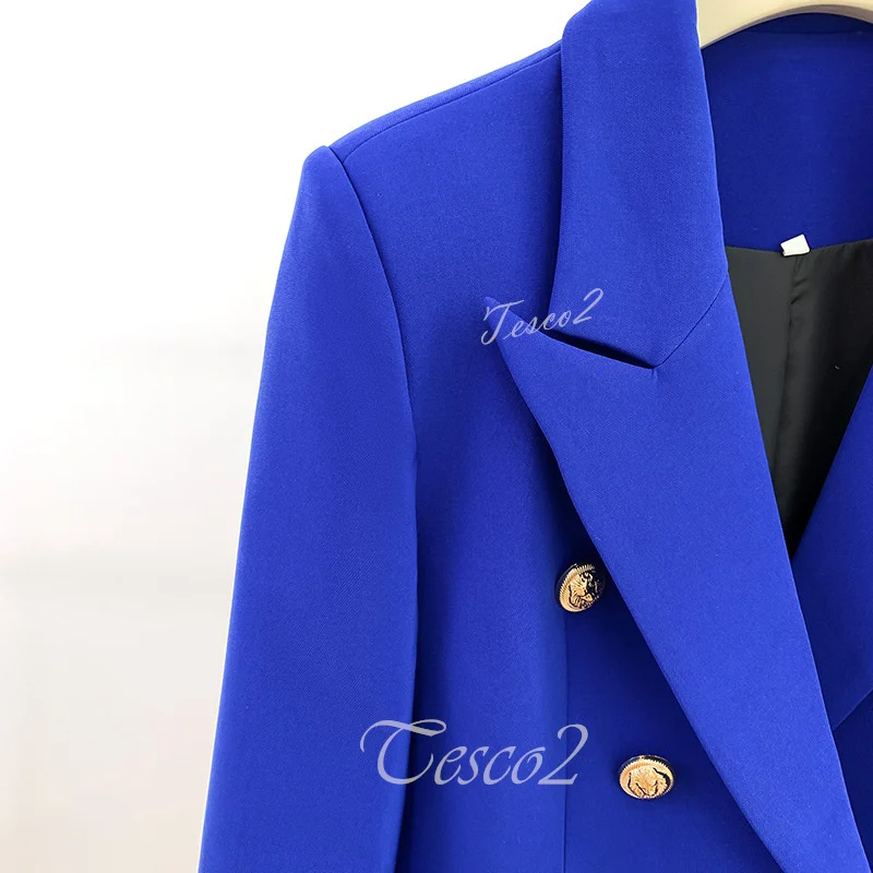 Tesco Royal Blue Suit Blazer For Women Classic Double Breasted Slim Fit Jacket For Formal Occasion Custom Made Women\'s Coat