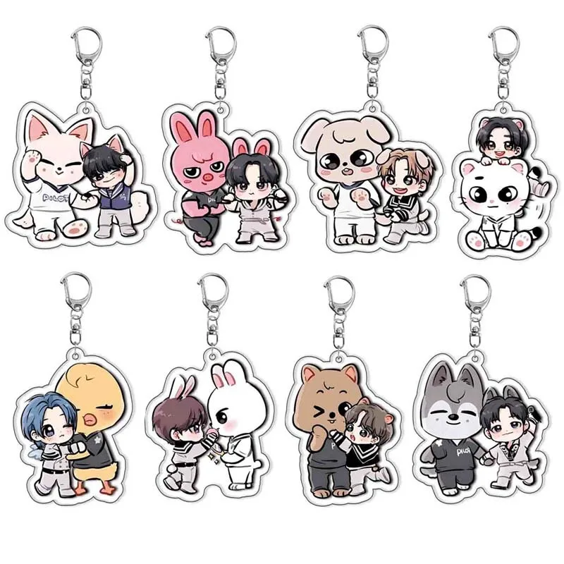 New SKZOO Mezzanine Stray Kids Anime Cartoon Peripherals Acrylic Keychain Cute Pendant Accessories Fan Gifts