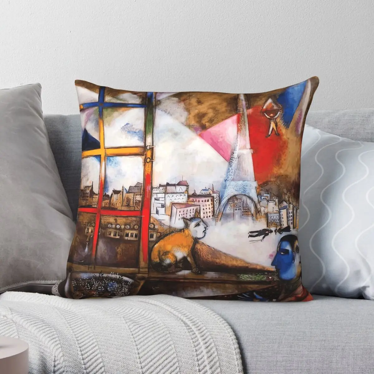 Marc Chagall Surrealism Square Pillowcase Polyester Linen Velvet Creative Zip Decorative Pillow Case Home