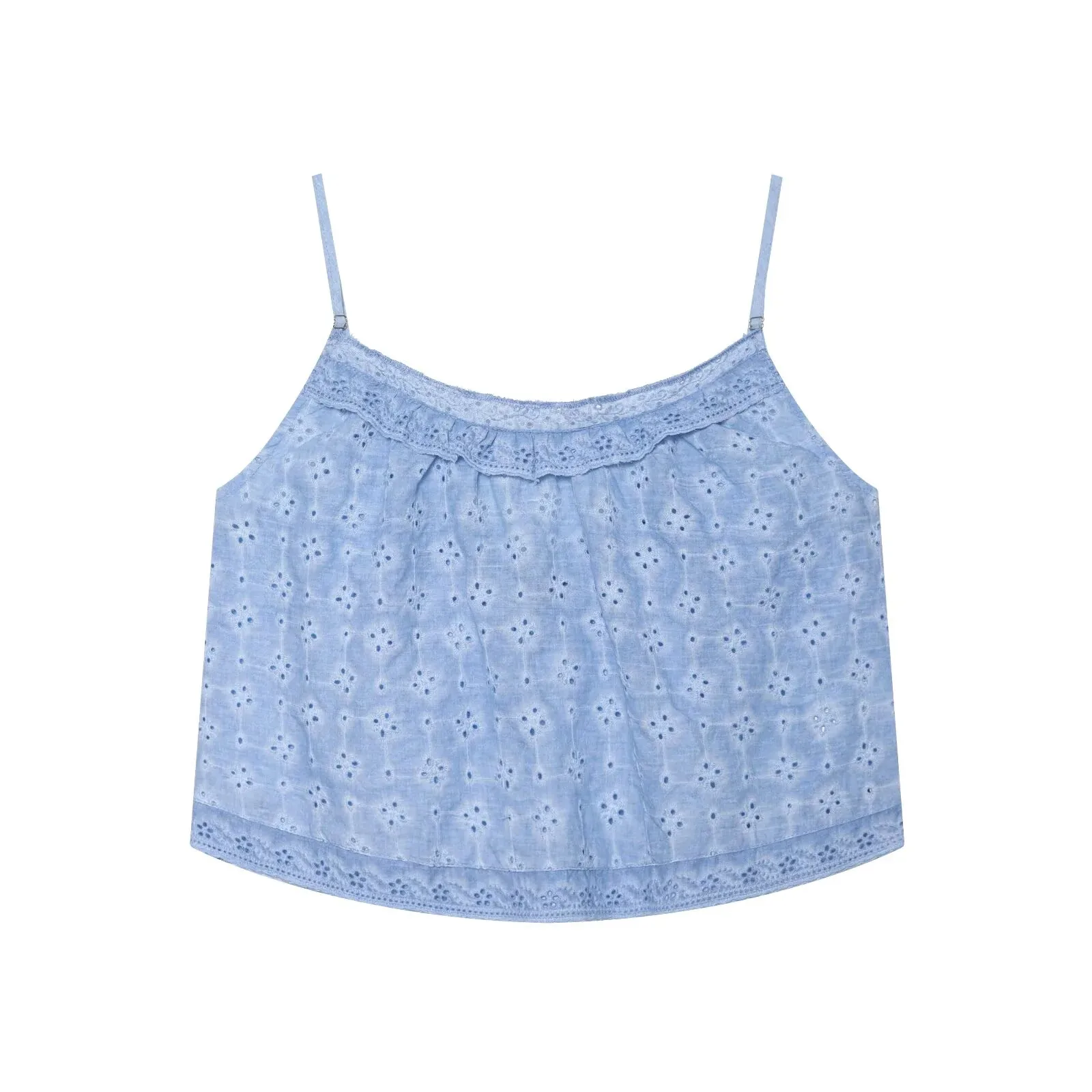 European and American 2026 new summer style washed effect hollow embroidered suspender top + hollow embroidered shorts set