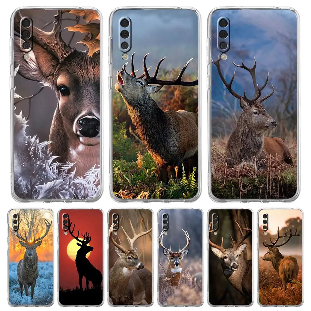 Transparent Phone Case for Samsung Galaxy A16 A14 A12 A22 A24 A26 A36 A56 A42 A06 A20 A30 Soft TPU Cover Deer Hunting Camo Capas