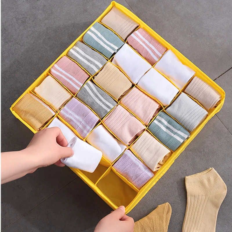 24/16/6 Grids Socks Clothes Storage Box Socks Underwear Bra Storage Box Wardrobe Drawer Clothe Organizer for Scarf Socks Bra