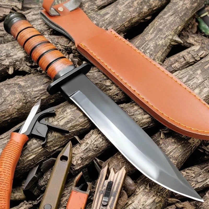 Outdoor Fixed Blade Knife High Quality Steel Blade+Wood Handle Rescue Tactical Camping Survival Hunting Pocket Knives