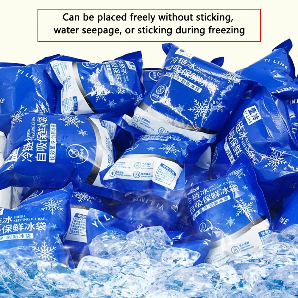 2-20pc Self-Priming Ice Pack Bag Reusable Water Icing Cooler Bag Pain Cold Compress Drinks Refrigerate Food Keep Fresh Ice Packs