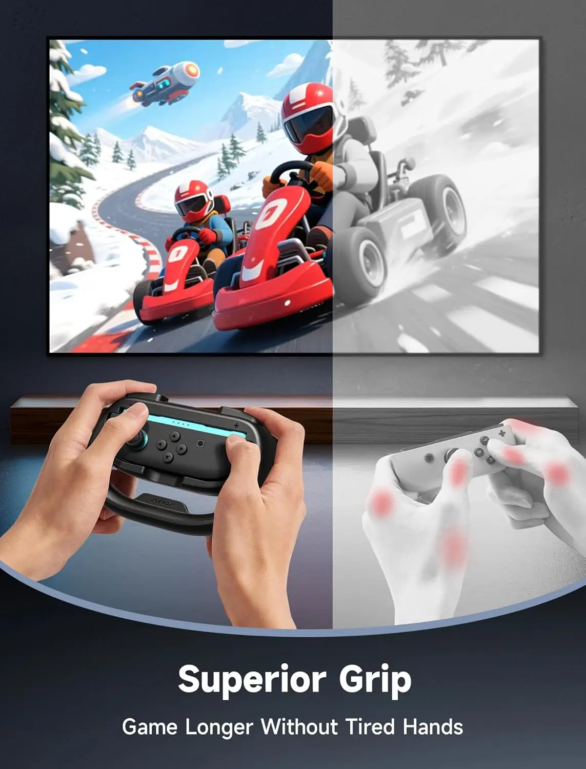 عجلات قيادة لوحدة تحكم نينتندو سويتش 2 JoyCon، متوافقة مع ماريو كارت 9/8 ديلوكس، ملحقات وحدة التحكم سويتش 2