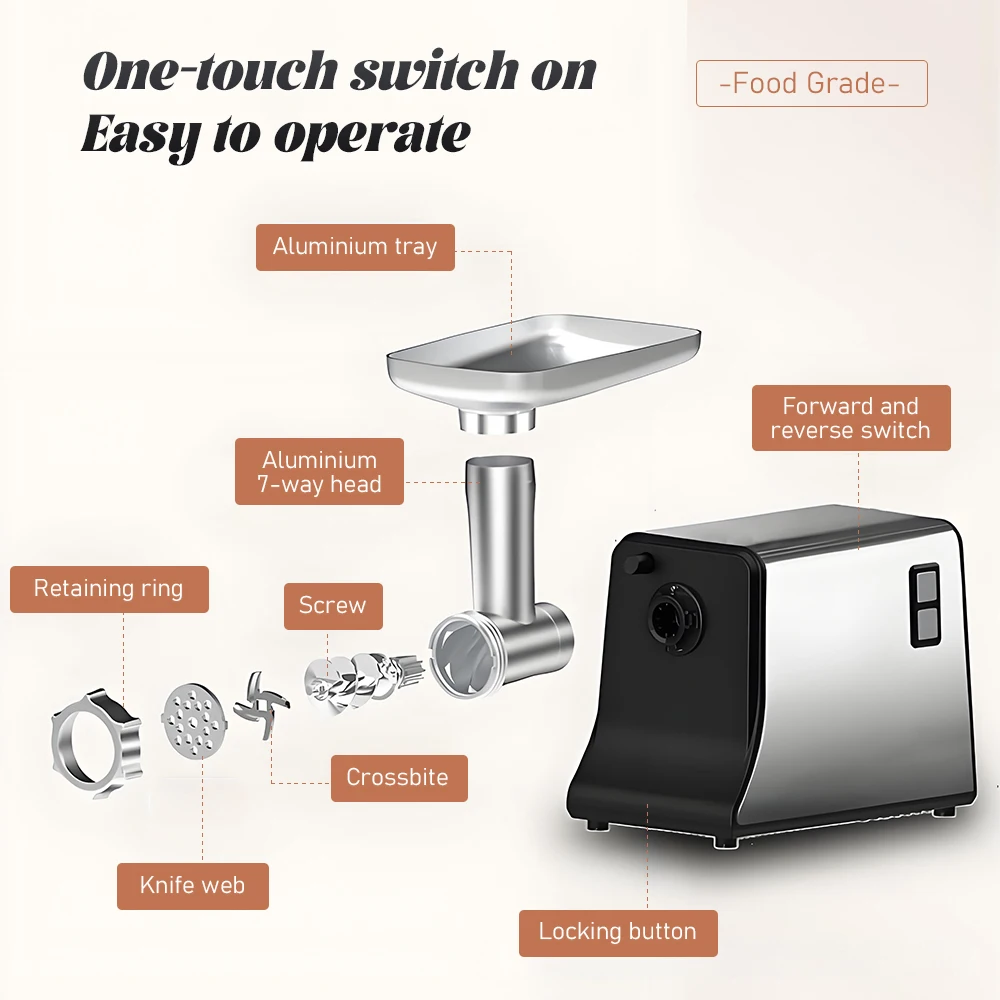 

110V/220V Multi-function Stainless Steel Durable Food Grade Meat Grinder Meat Grinder Sausage Machine Electric Meat Grinder