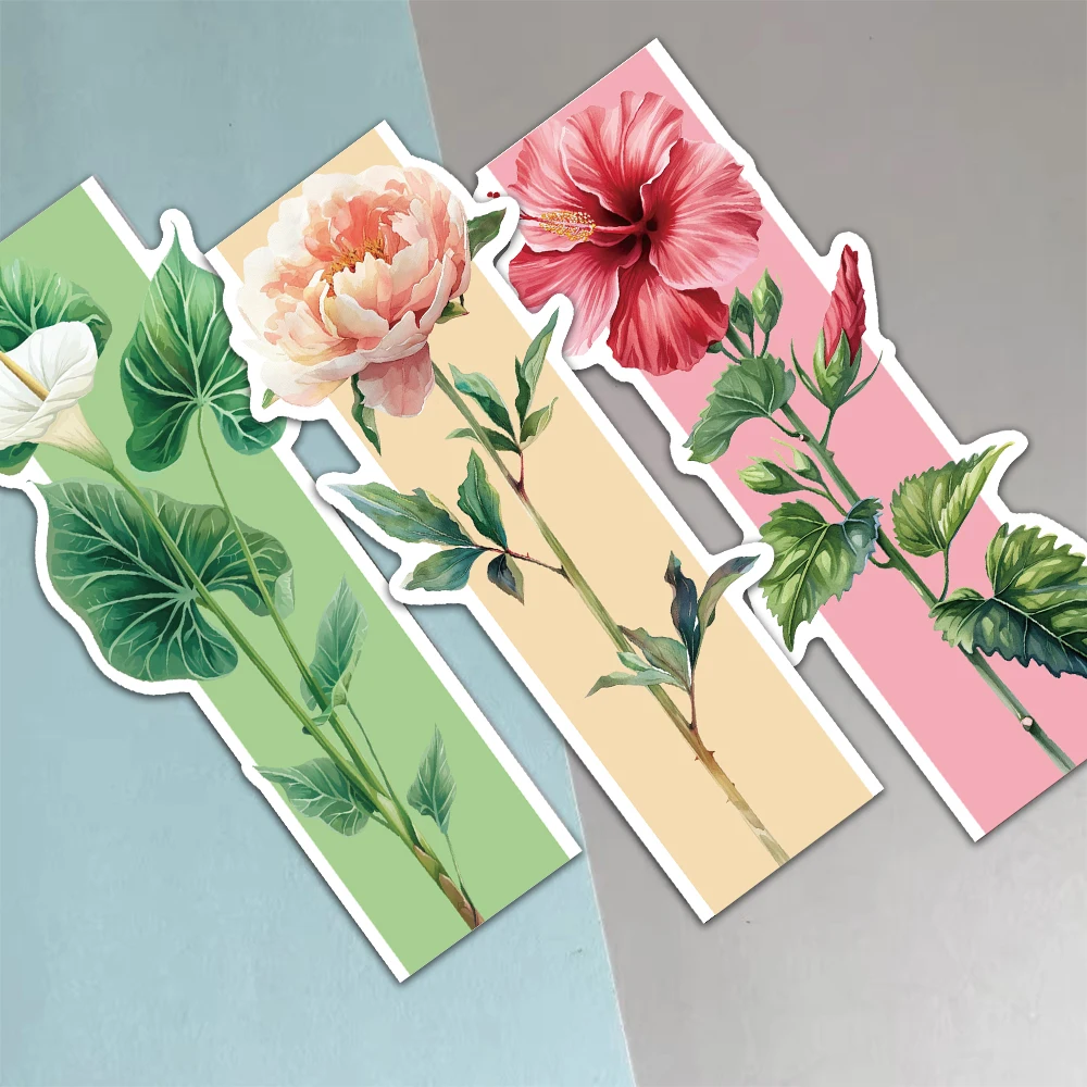 30pcs The Spring Scenery Flower Bookmarks Jasmine Rose Reading Page Markings Decoration Reading Book Markings Plant Flower DIY