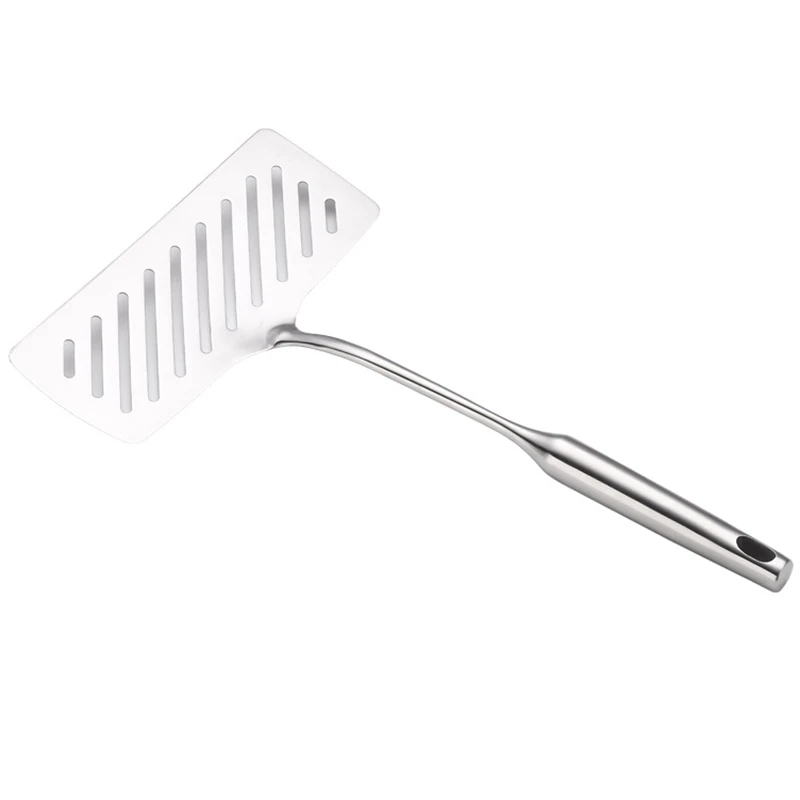 Stainless Steel Wide Fried Fish Spatulas Steak Shovel Fish Slotted Turner Beveled Kitchen Cookware