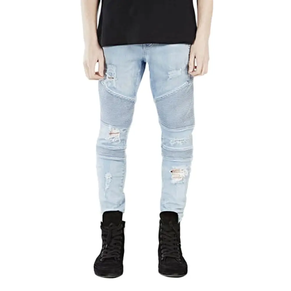 Samlona Männer Jeans Denim Hosen 2021 Herbst Schlank Böden Hose Männlichen Patchwork Loch Ripped Denim Jeans Bleistift Hosen Herren kleidung