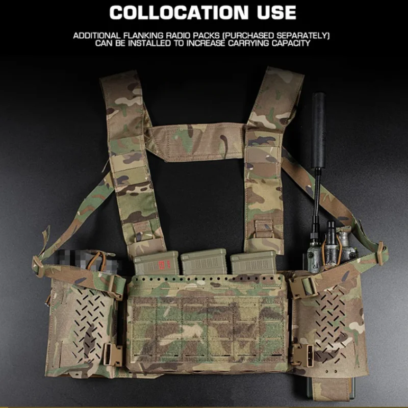 MOLLE-Tático Colete Transportadora Placa, Peito Rig, Micro Luta Chassis Placard, Gancho Loop, Airsoft Magazine Pouch, Placa Transportadora