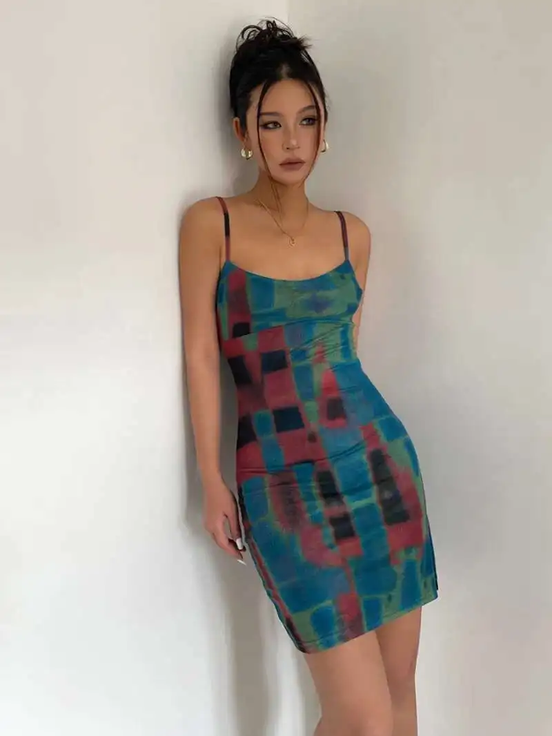 Picante puro desejo menina gravata tingida dupla camada malha impressa fino encaixe suspender feminino xadrez sexy envoltório nádegas vestido 37h5