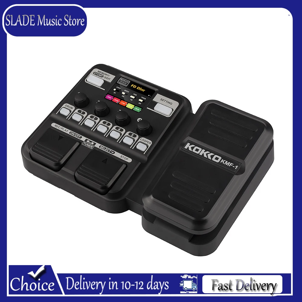 Pedal de Bajo KMF-1 con Efecto Sintetizado, 18 Modelos de Amplificador, IR 512, Caja de Ritmos con Muestreo de Puntos y Función de Loop, Accesorios para Guitarra Eléctrica