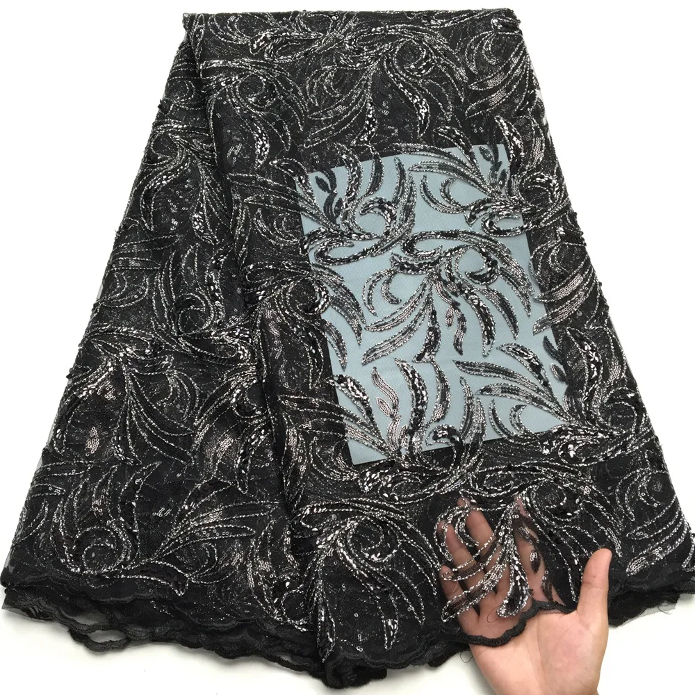 Latest African Lace Fabric 2024 5Yards Embroidered Nigerian Laces Fabrics Bridal High Quality French Tulle Lace Fabric S3892