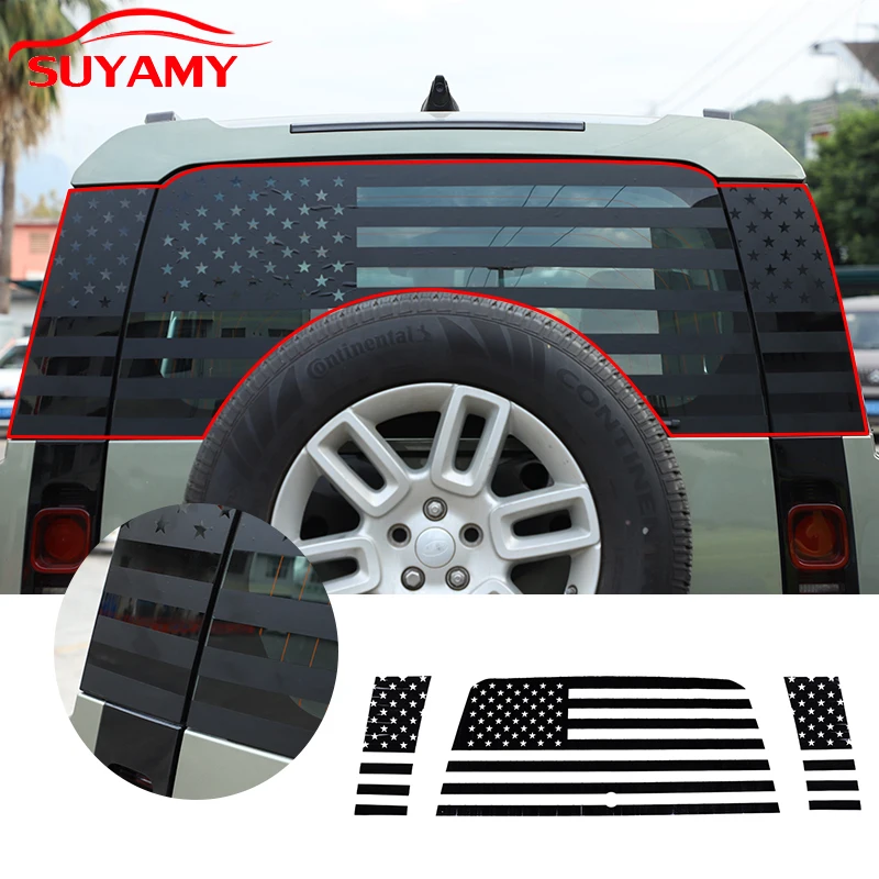 

Car Tailgate Rear Door Goalposts Glass Stickers Trim Sticker For 2020-2023 Land Rover Defender Car Accessories