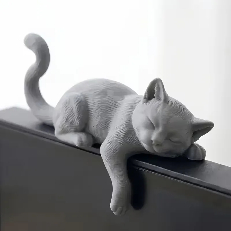 1pcs 3D Printed Lazy Cat Monitor Edge Ornament – Desktop Decor, Lover Gift, Creative & Healing