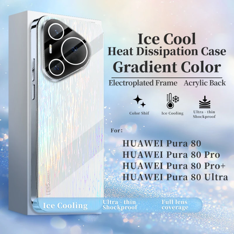 Para Huawei Pura 80 Ultra Funda de moda espejo de galvanoplastia cubierta acrílica colorida anticaída para Huawei Pura 80 Pro Plus Funda