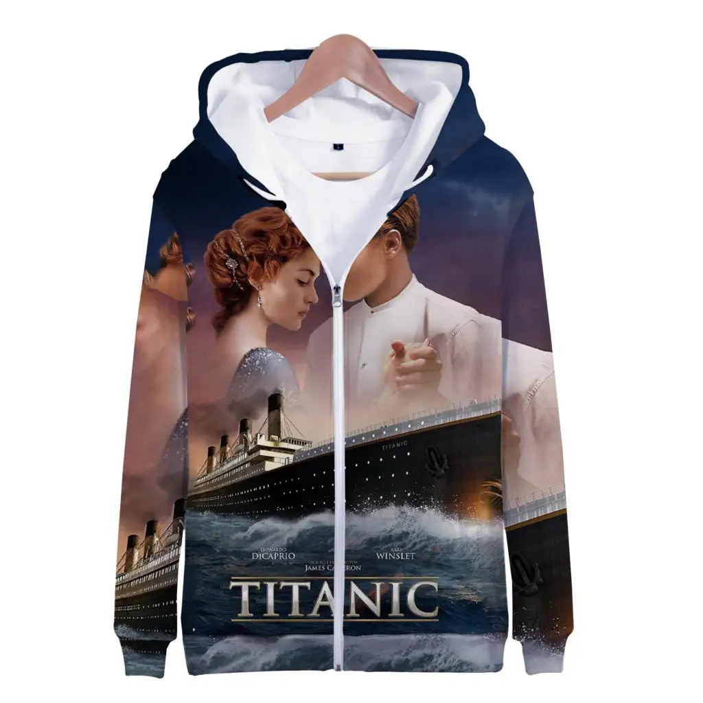Hoodies filme titanic 3d impressão zíper moletom meninos meninas crianças moda manga longa oversized moletom com capuz fatos de treino
