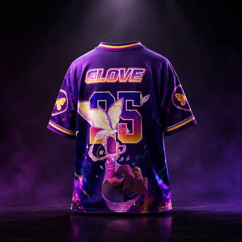 New 3D Game Agent Glove Purple Football Jersey Y2K Breathable Quick-drySport Tee for Game Cosplay E-Girl Street Outfit Men Women