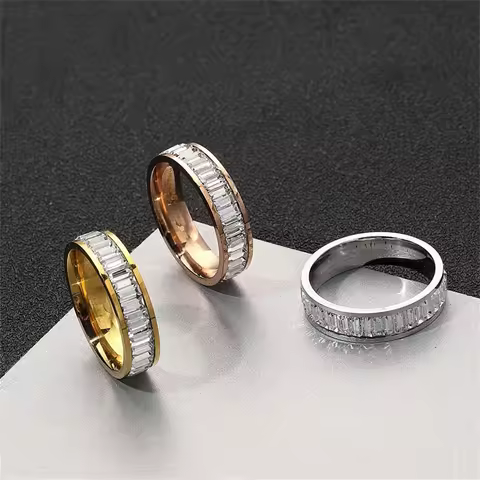 Hip Hop Iced Out CZ Ring 6mm Gold Silver Color Stainless Steel Wedding Engagement Rings for Women Men Fashion Jewelry Gift 2025