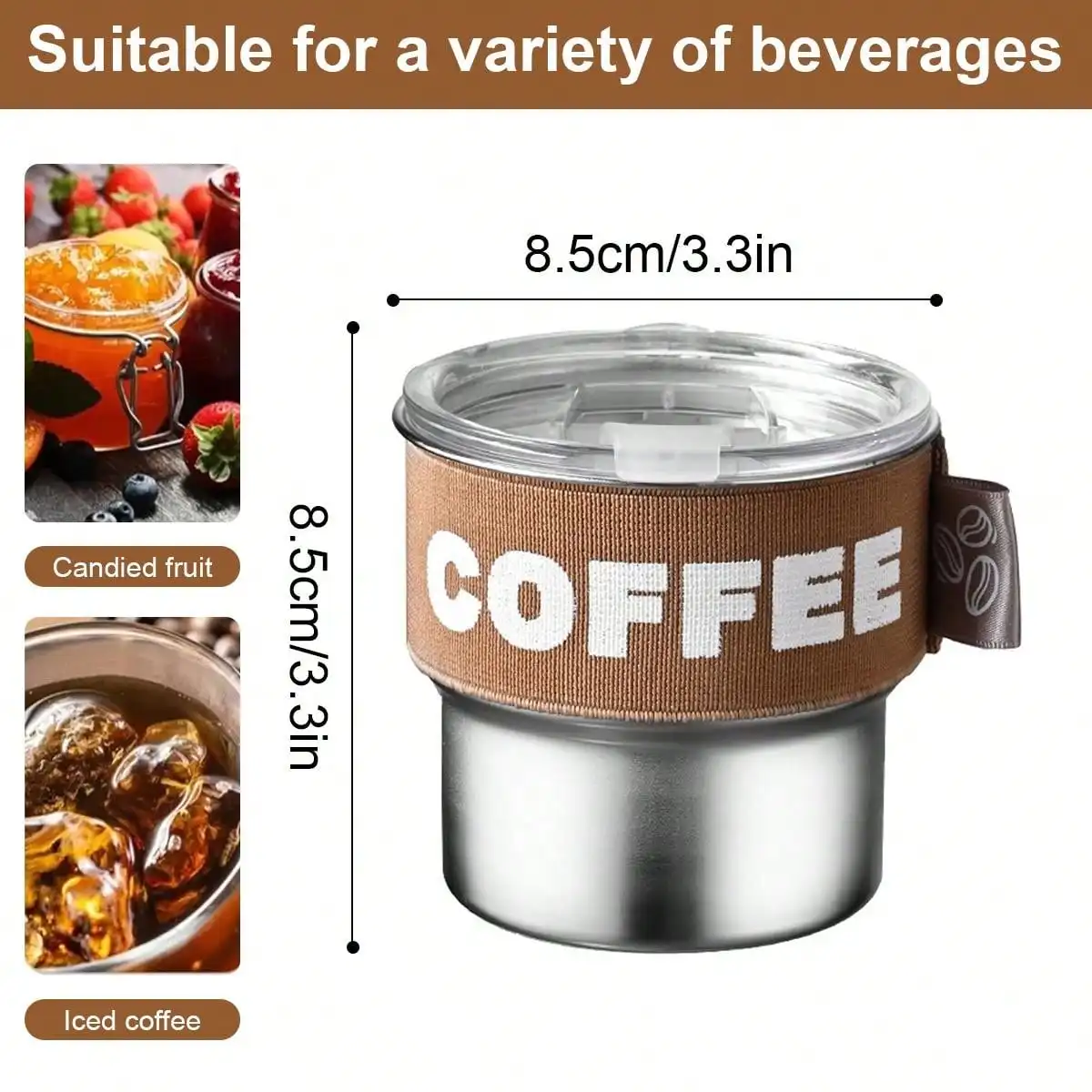 Leeseph Stainless Steel Coffee Mug, Reusable Coffee Tumbler with Splash Leakproof Lid, Coffee Cup for Travel Camping Hiking