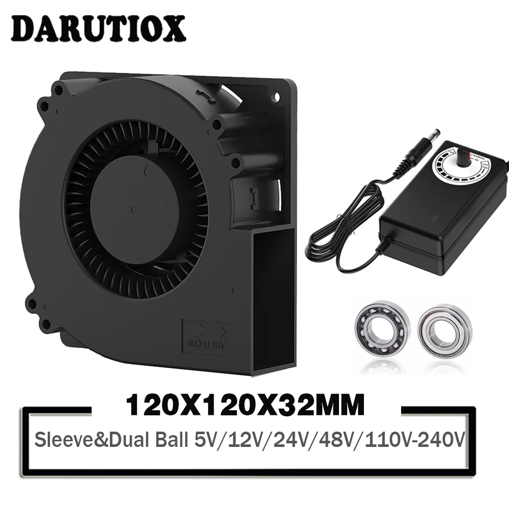 

1PCS DC 5V 12V 24V 48V 110V 220V Radial Fan 120x120x32mm 120mm Dual Ball Industrial Portable Blower 12032B 12cm Turbo Cooler Fan