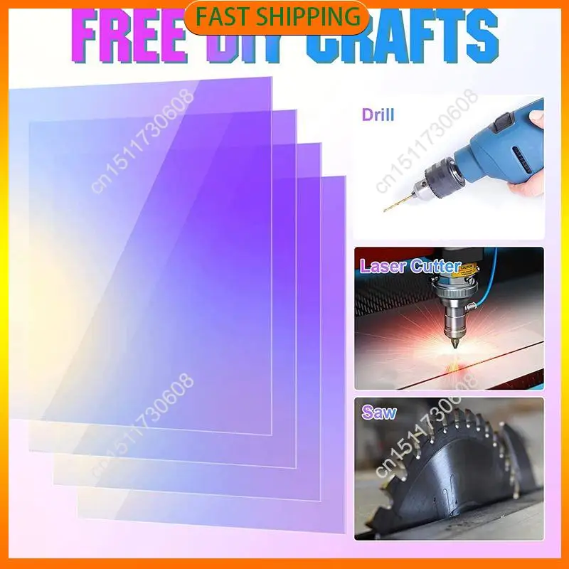 اشتري الآن لوح أكريليك مشع ملون من الأكريليك الشفاف قزحي الألوان، لوح أكريليك مقطوع بالليزر، 8 × 12 بوصة (3 عبوات، سميك 2.6 مم)