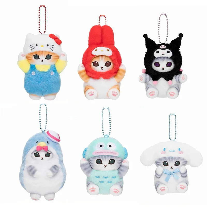 

12CM Kawaii Sanrio Hello Kitty Mofusand Cross-Dressing Kuromi Hanyodon Keychain Anime Doll Couple Backpack Charms Girls Gift