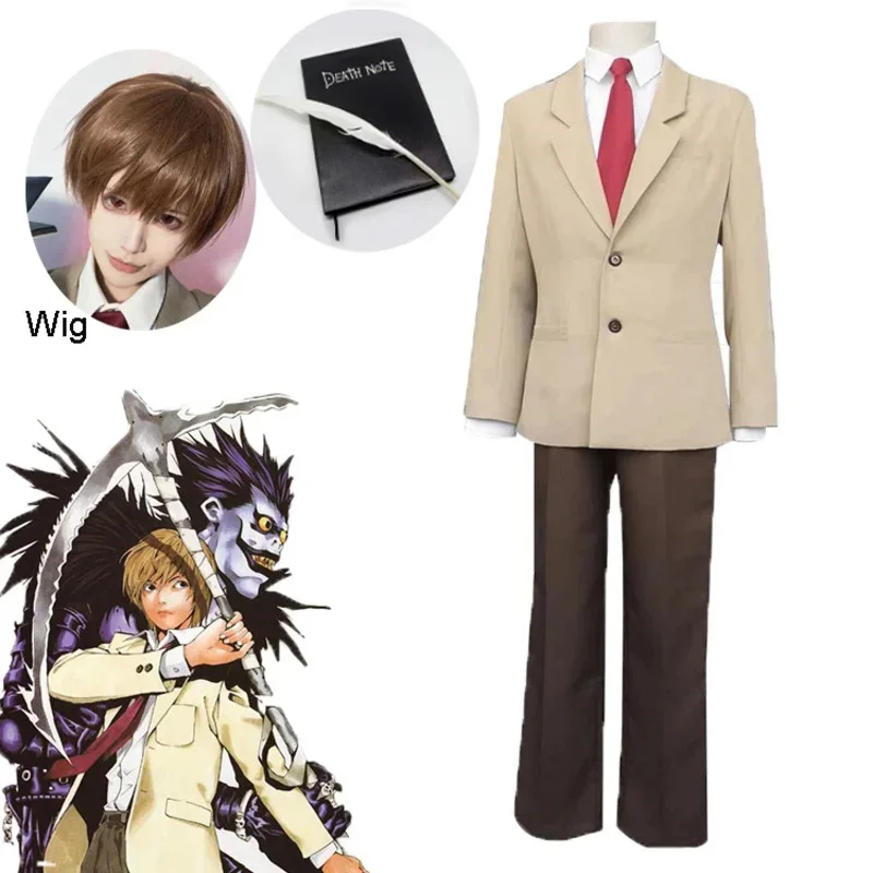 Anime DEATH NOTE Cosplay Costume Yagami Light Cosplay School Uniform Comic-Con Women Men Role Play Coat Pants Suit кофта аниме