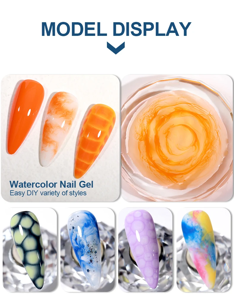 AS Tpo Free Clear Blooming Gel Polish 15 ml UV-LED Soak Off Nail Art Polish zum Verteilen von Effekt Marmor Gel Paint Lack TopBase – Detail 5