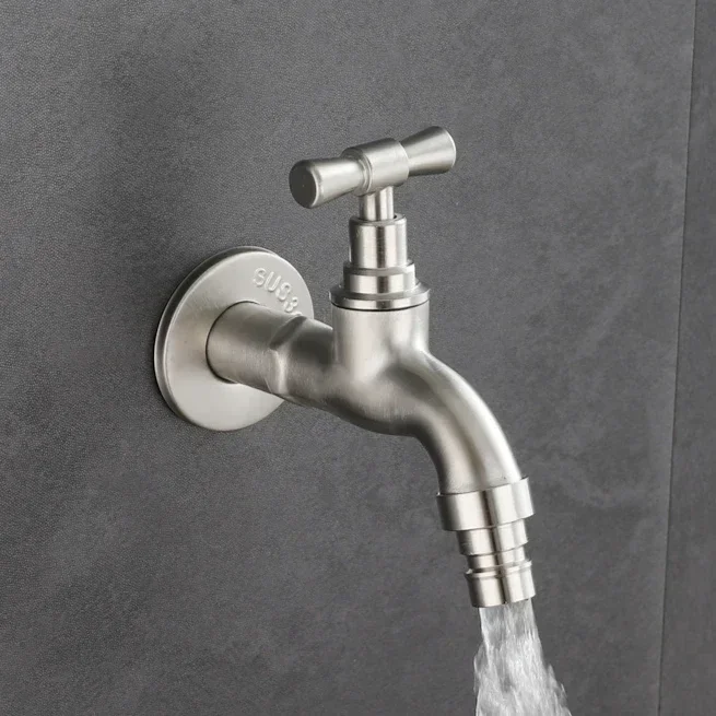 مقبض واحد الغسيل صنبور حمام من الفولاذ المقاوم للصدأ الحنفيات الحائط غسالة الحنفية G1/2 ''ممسحة بركة الحنفية #2