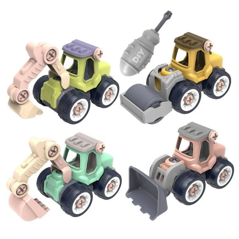 مجموعة بناء شاحنة بناء للصغار مكونة من 5 شاحنات مفك براغي مجموعة ألعاب تعليمية STEM المهارات الحركية الدقيقة 15UB #1