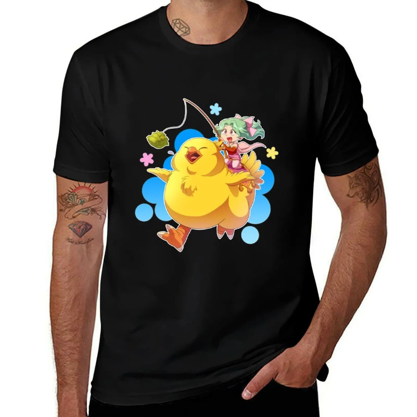 Terra and Fat Chocobo T-Shirt Large Size Short Sleeve T-Shirt