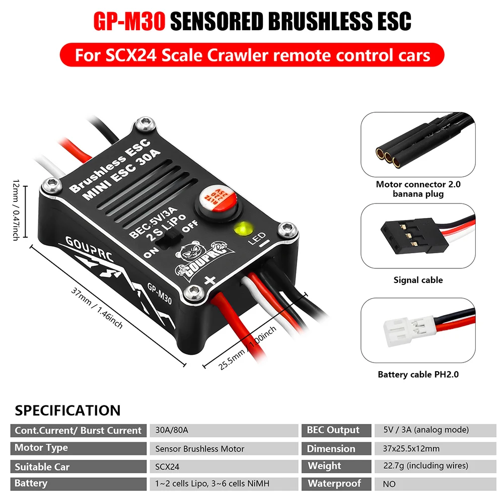 2204 2400KV Brushless Outrunner Motor W/ Transmission & 30A ESC for SCX24 RC Crawler Axial 1/24 RC Car Truck view 5